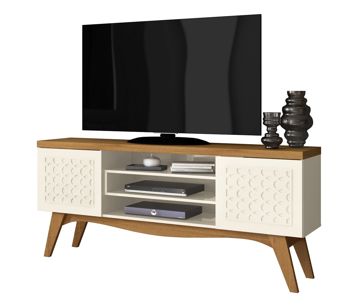 Mueble TV LIZ, blanco roto y coral — imagen 2
