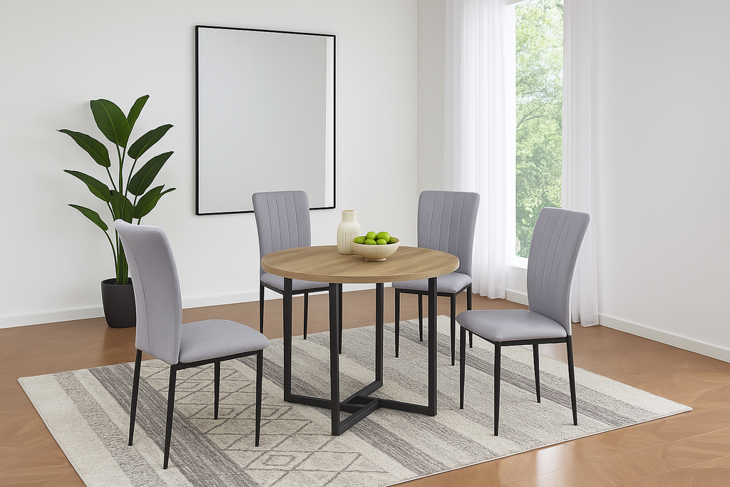 MESA CLEVELAND 2 TAPA REDONDA MELAMINA ASERRADA PATAS METAL - 3