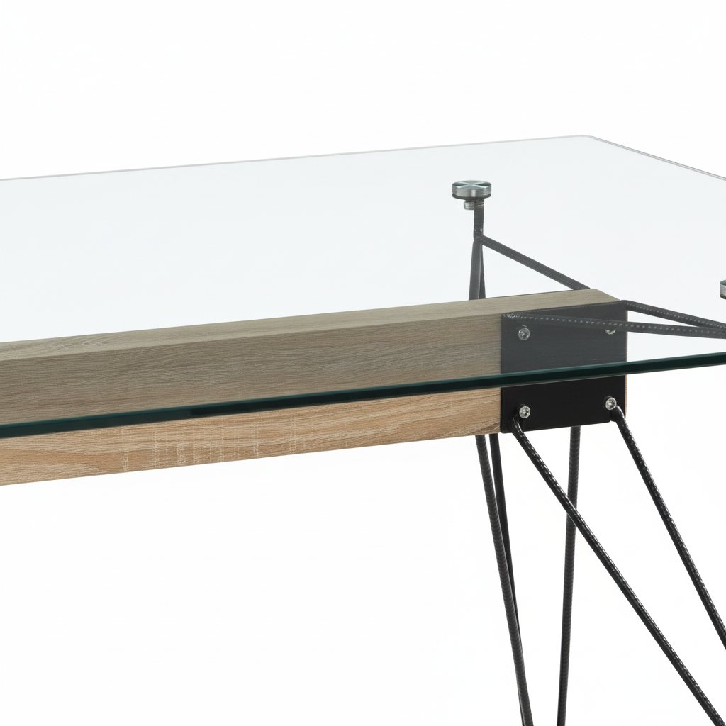 MESA SPIDER TAPA CRISTAL PATA NEGRA - 4