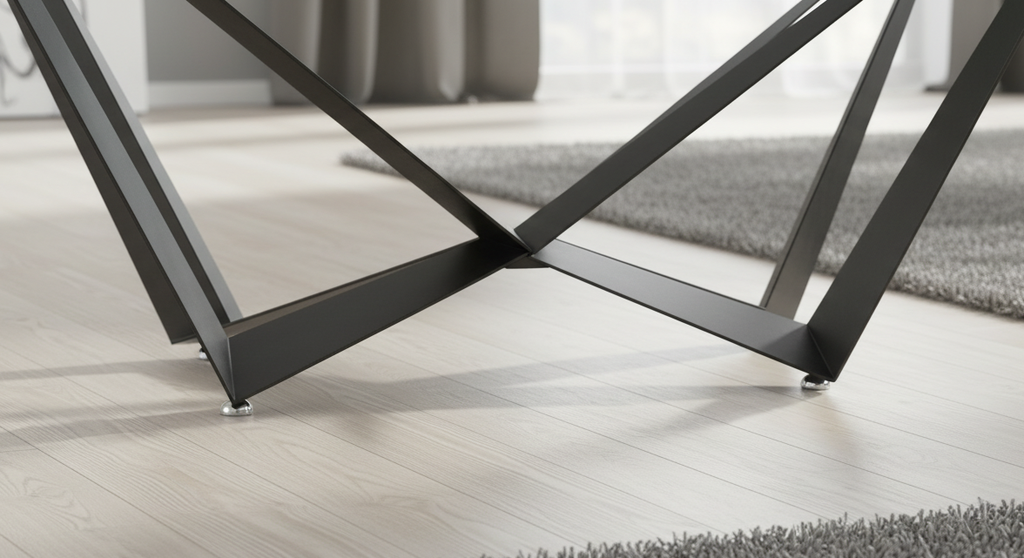 MESA W CRISTAL PATA ÁNGULOS NEGRA (1600*900*760) - 4