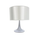 Lámpara LUGANO, sobremesa, blanca, pantalla gris claro