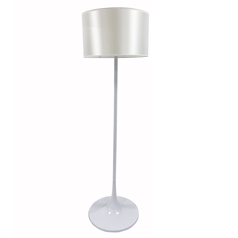 Lámpara LUGANO, pie salón, blanca, pantalla gris claro