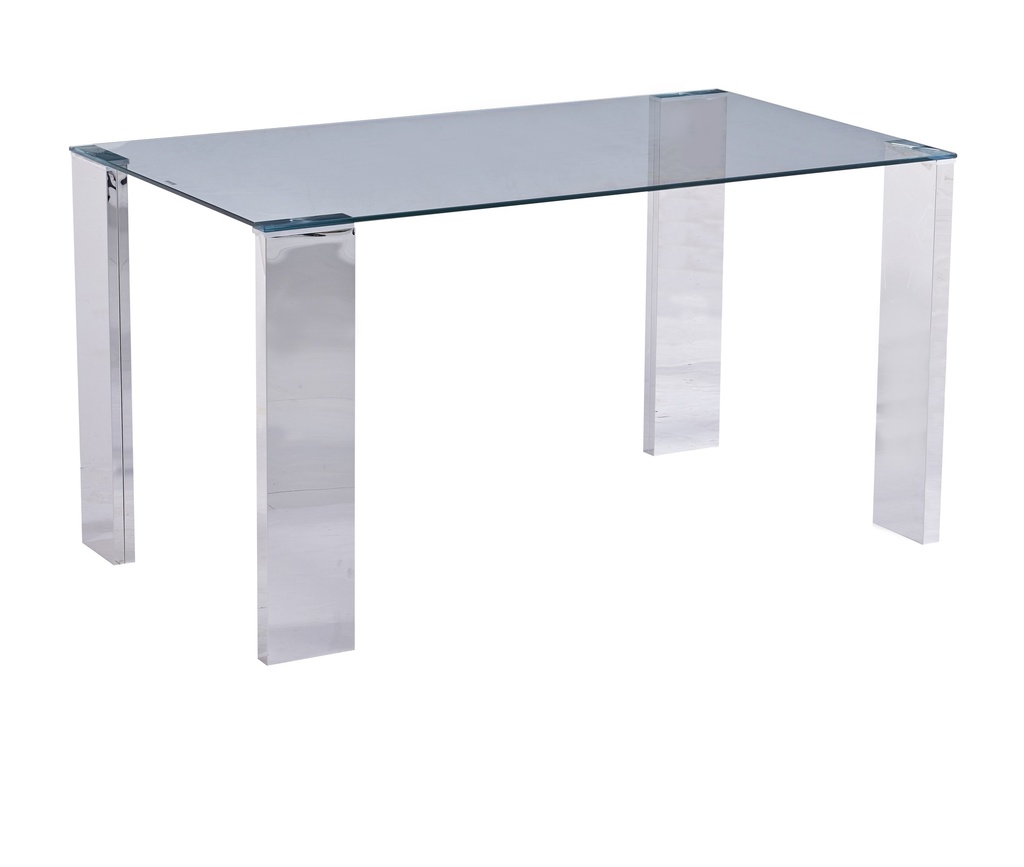 Mesa BETSY, acero inoxidable, cristal templado, 160x90 cms