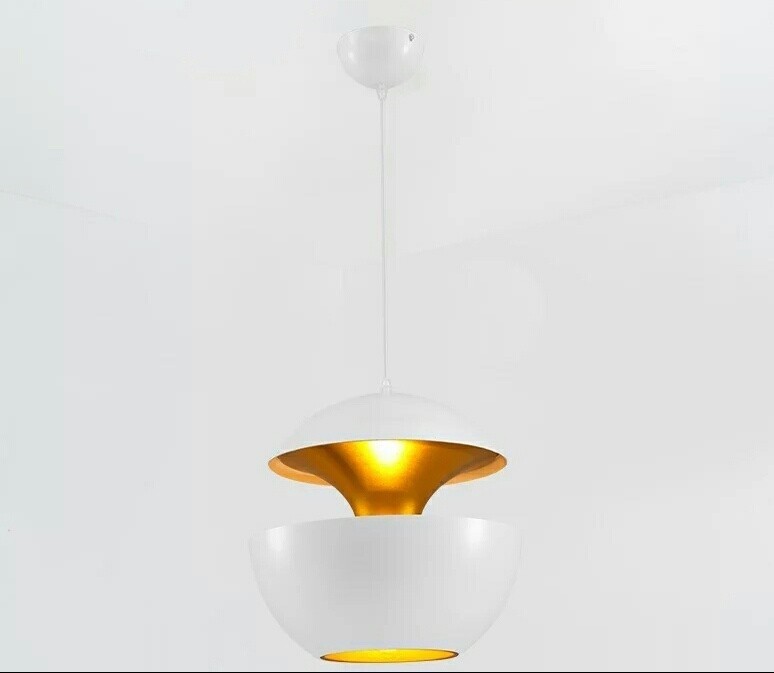 Lámpara URSULA, colgante, metal, blanco-dorado