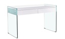 Mesa LIMOGES, cristal, cajonera, lacada blanca, 120 x 60 cms
