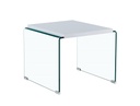 Mesa ARISTON, baja, lacada blanca, cristal, 60 x 63 cms