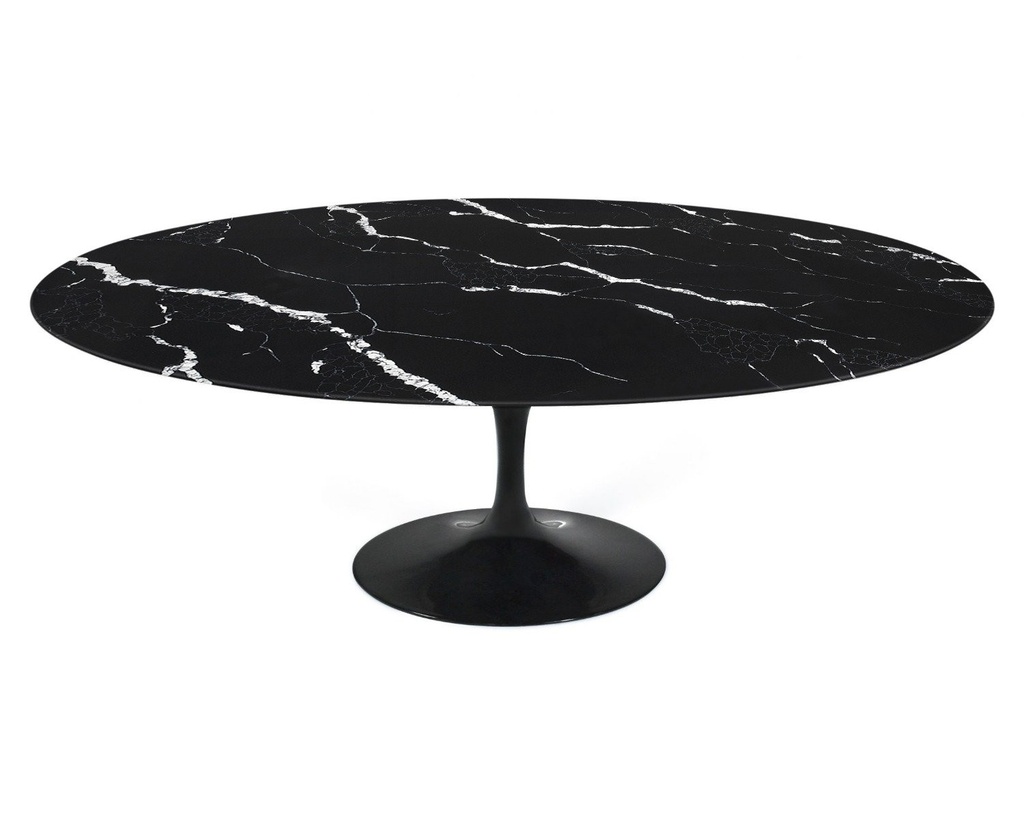 Mesa TUL, oval, fibra de vidrio, mármol negro 180x108 cms