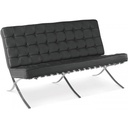 Sofá BARNA, 2 plazas, acero inoxidable, similpiel negra