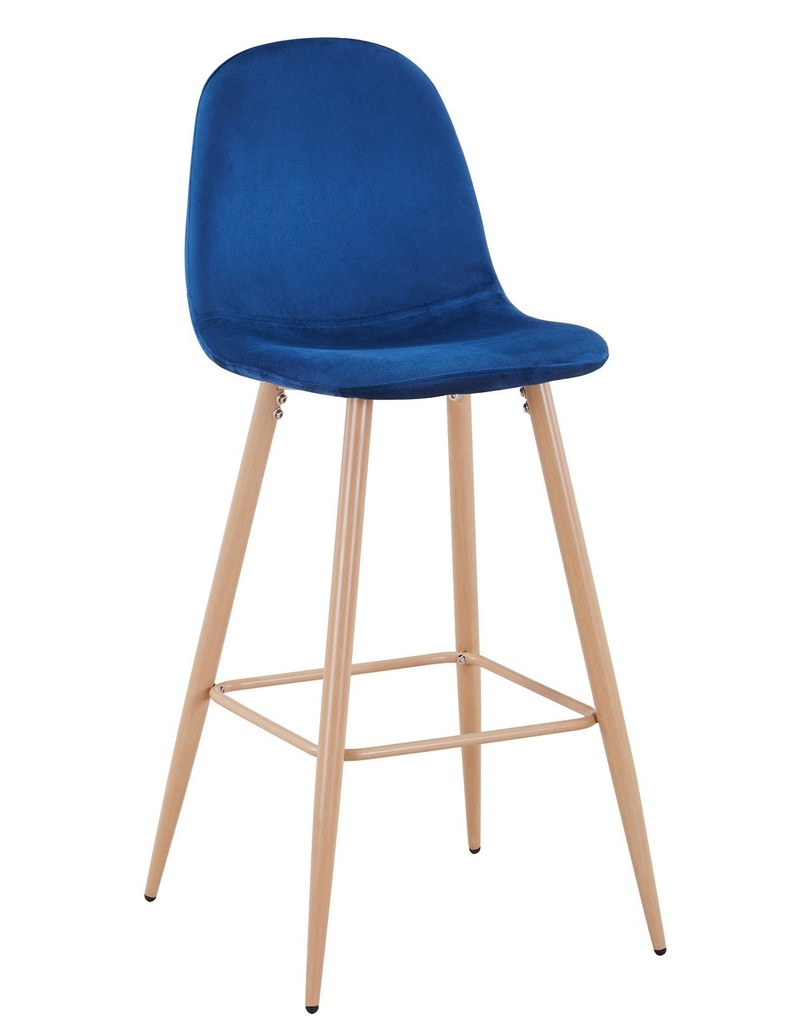 Taburete EPOQUE NEW, patas metálicas, terciopelo azul 64