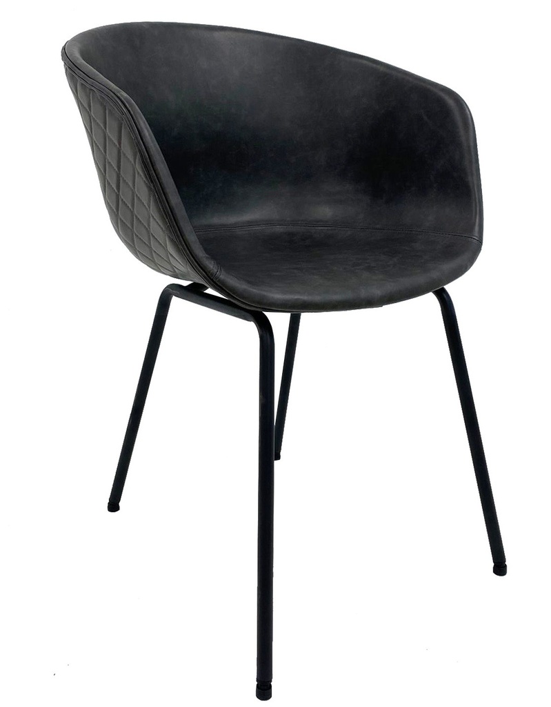 Sillón MISSOURI, metal, similpiel negra