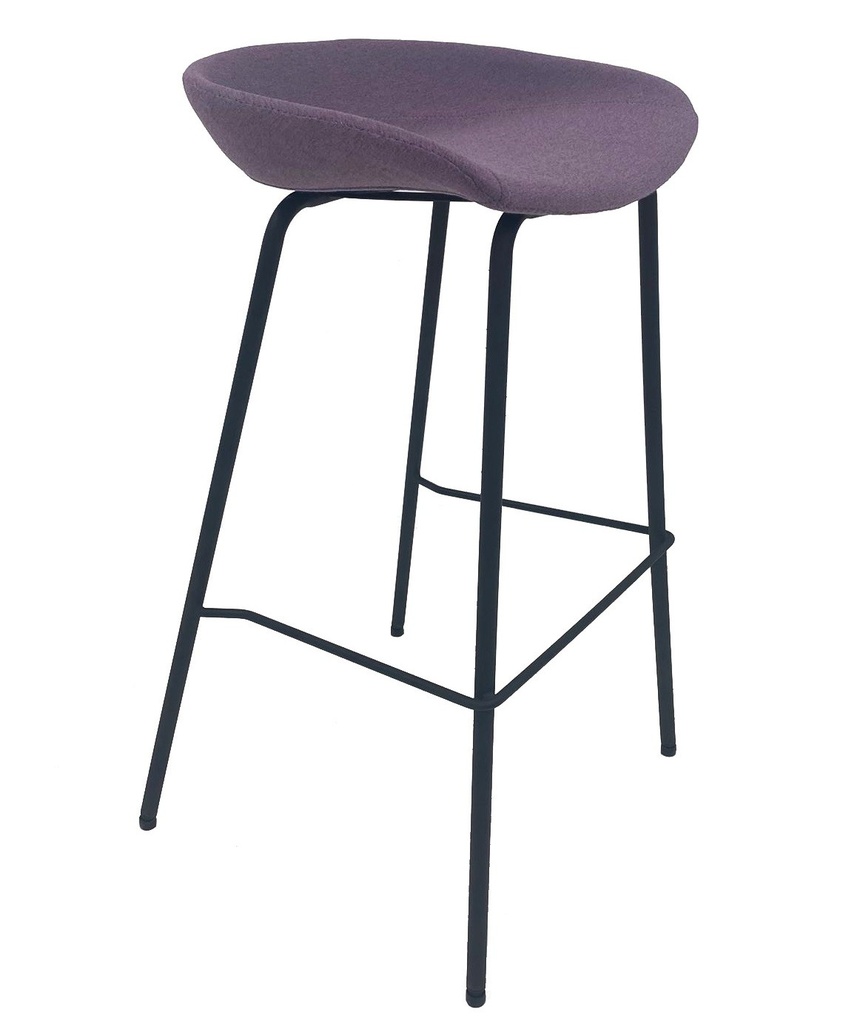 Taburete KIEL, metal, tapizado tejido rosa