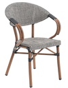 Sillón NERJA, apilable, aluminio, teslin gris bronce