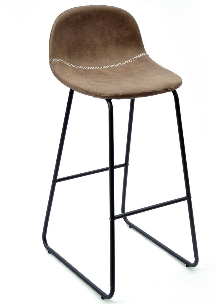 Taburete MOSS NEW, metal, similpiel marrón oscuro