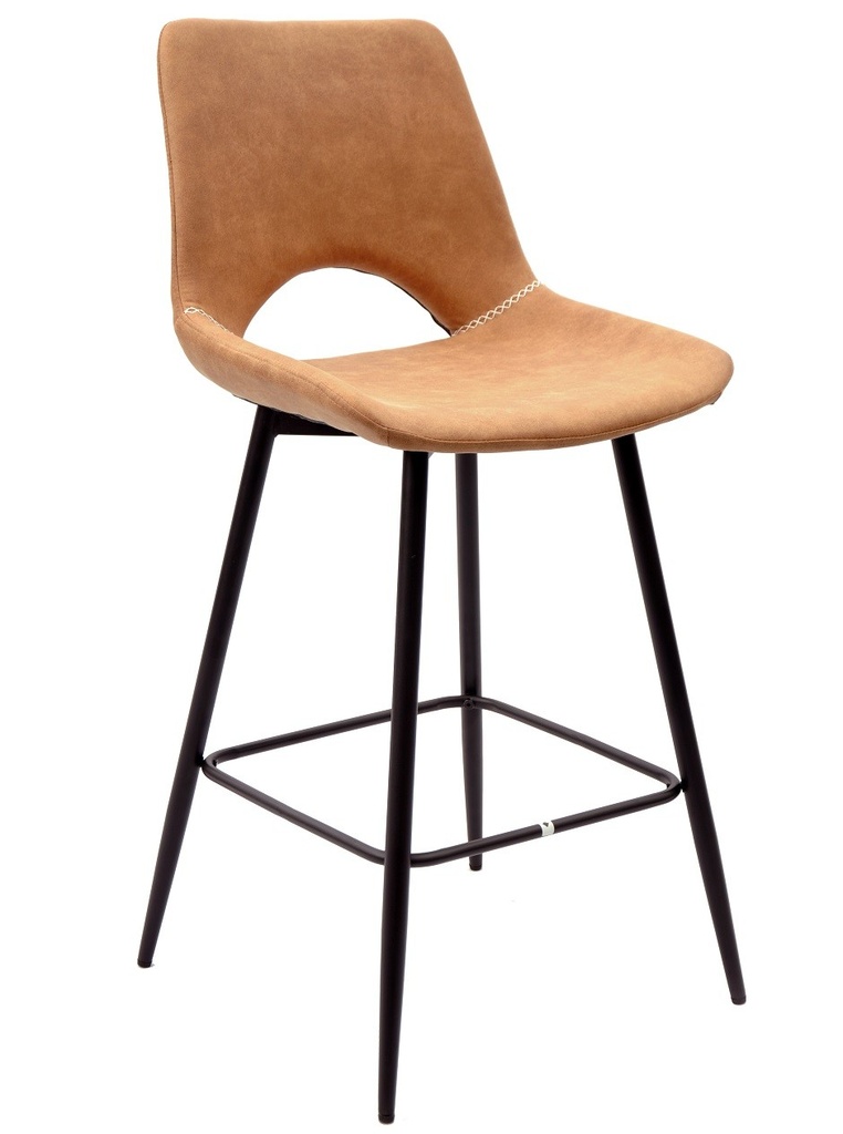 Taburete ANTIBES NEW, metal, similpiel marrón claro