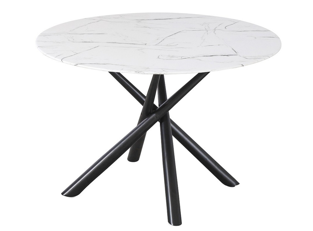 Mesa SAHARA, metal negro, tapa de cristal templado, 120 cms de diámetro