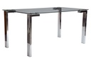 Mesa LAINEY 140 (M), cromada, cristal, 140x80 cms