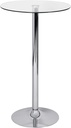 Mesa BERNIE (SU), alta, cromada, cristal templado, 60 cms de diámetro