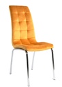Silla AROA, cromada, tapizada velvet amarillo