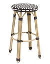 Taburete PARIS, apilable, aluminio, ratán blanco y marrón