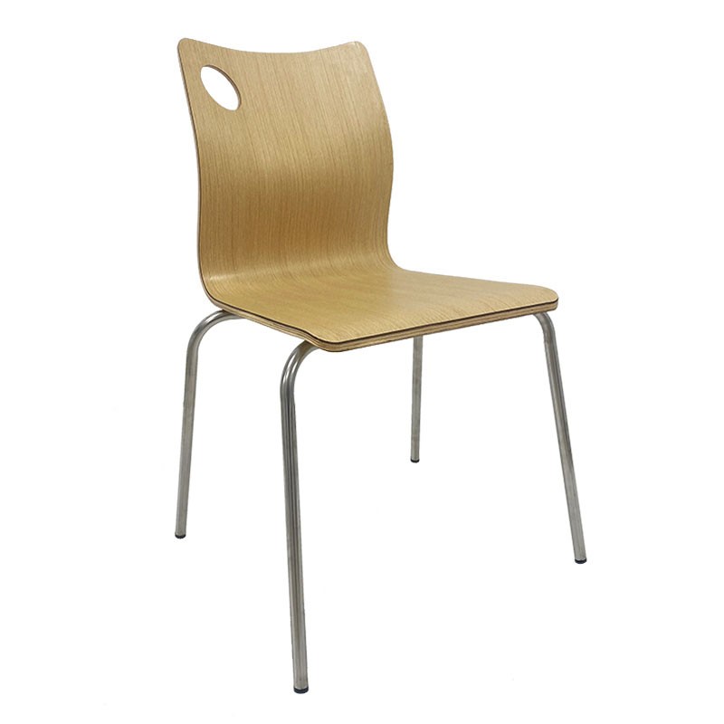 Silla AMELIE, apilable, acero inoxidable, asiento laminado HPL, color natural