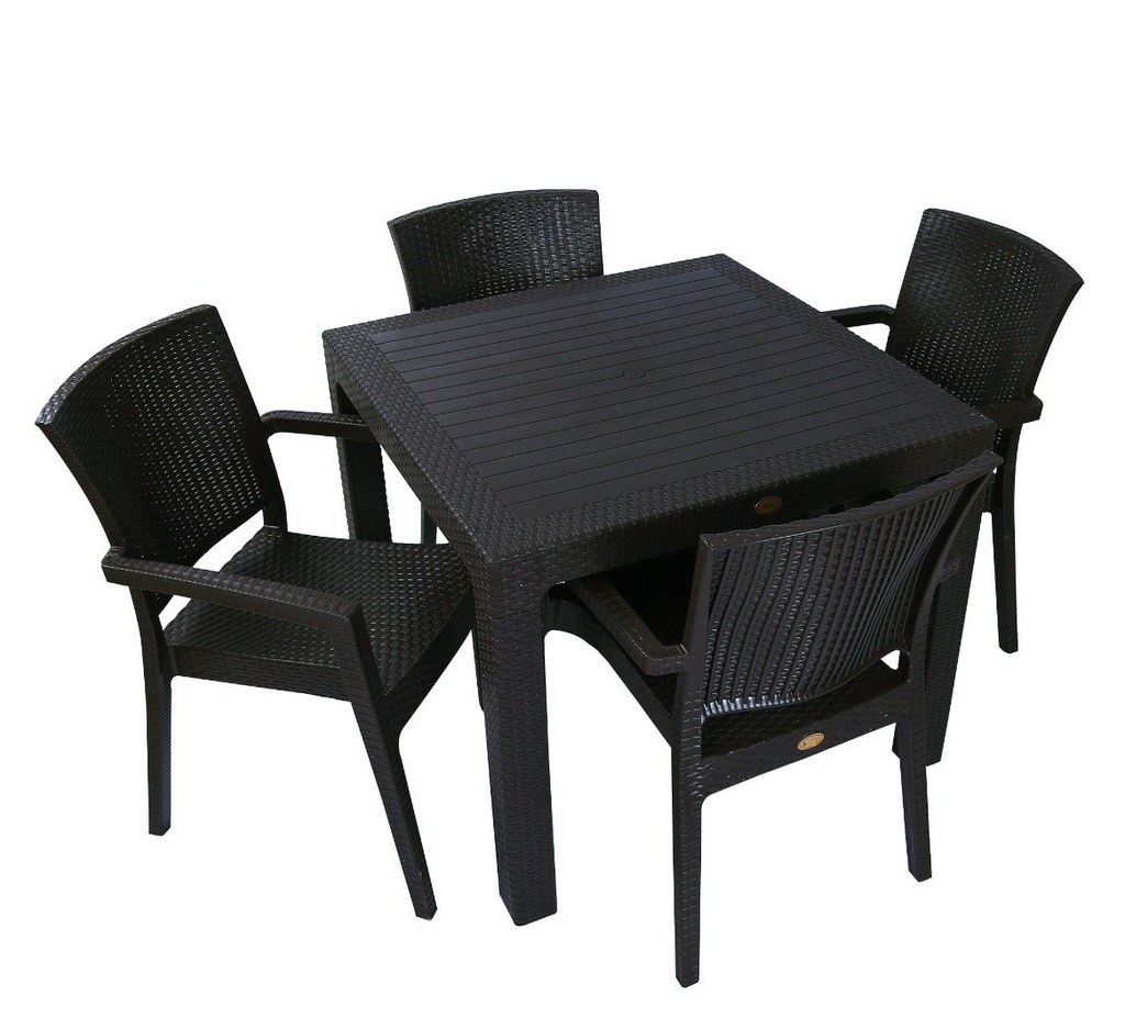 Mesa MIJAS, polipropileno negro, 90 x 90 cms