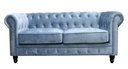 Sofá CHESTER PREMIUM, 2 plazas, tapizado velvet dusky azul