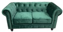 Sofá CHESTER PREMIUM, 2 plazas, tapizado velvet esmeralda