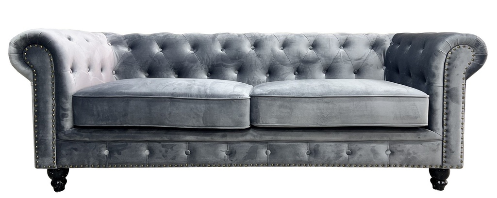 Sofá CHESTER PREMIUM, 3 plazas, tapizado velvet gris