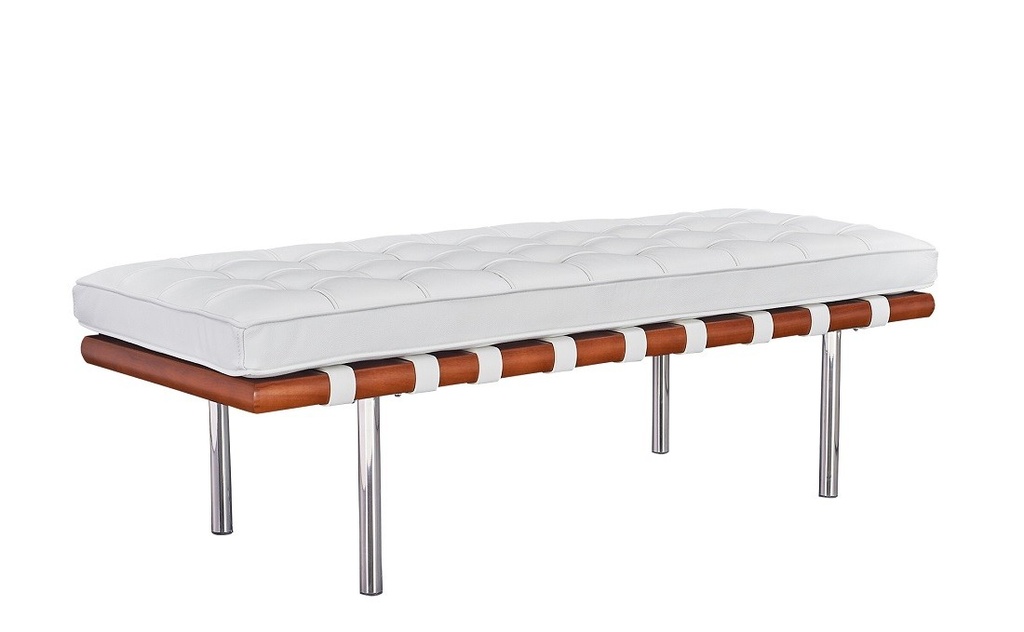 Banco BARNA, tapizado en similpiel blanca