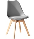 Silla TORRE 4P (SU), madera, polipropileno y cojín gris claro