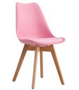Silla TORRE 4P (SU), madera, polipropileno y cojín rosa