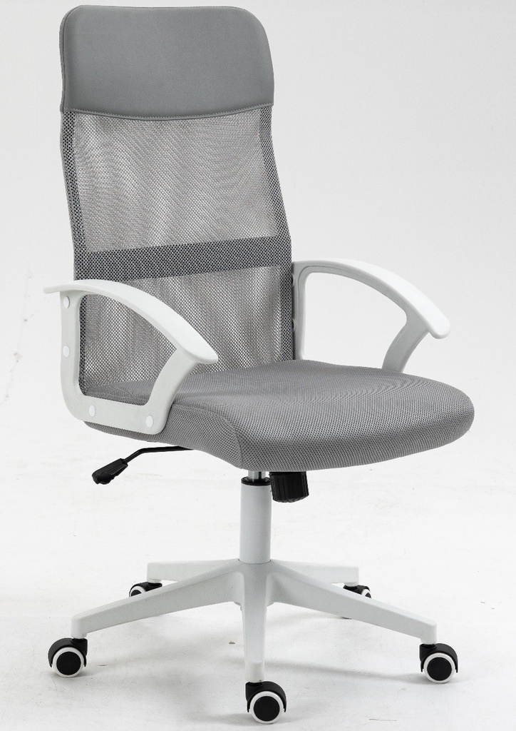 Sillón de oficina VERTON, blanco, malla y asiento gris