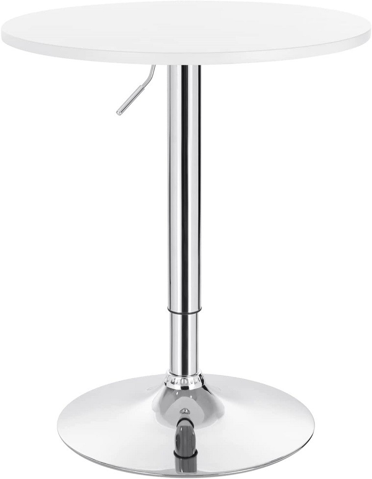 Mesa MABEL, graduable, tapa soft blanca, 70 cms de diámetro