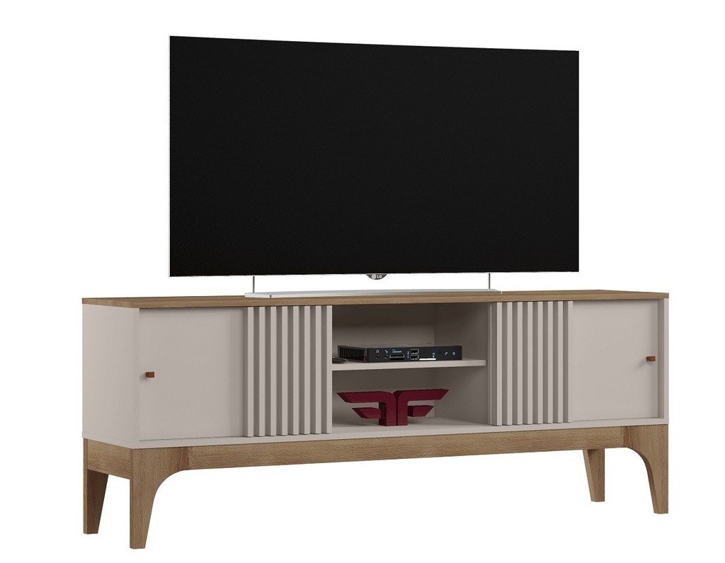 Mueble TV FLORENCIA, blanco roto y cedro, 160 cms.