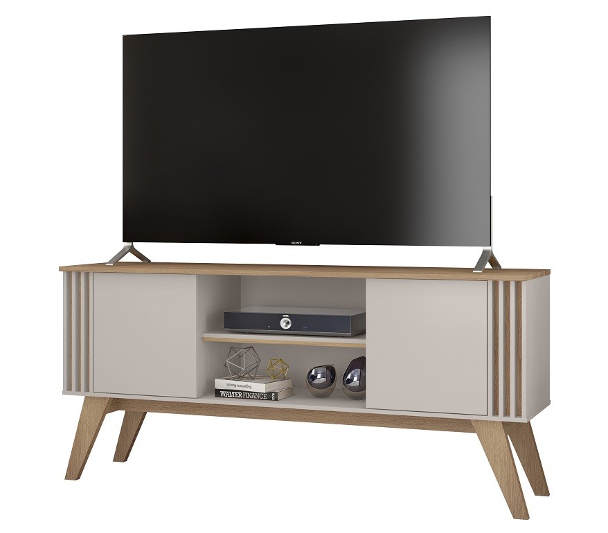 Mueble TV VITTA, blanco roto y cedro, 150 cms.