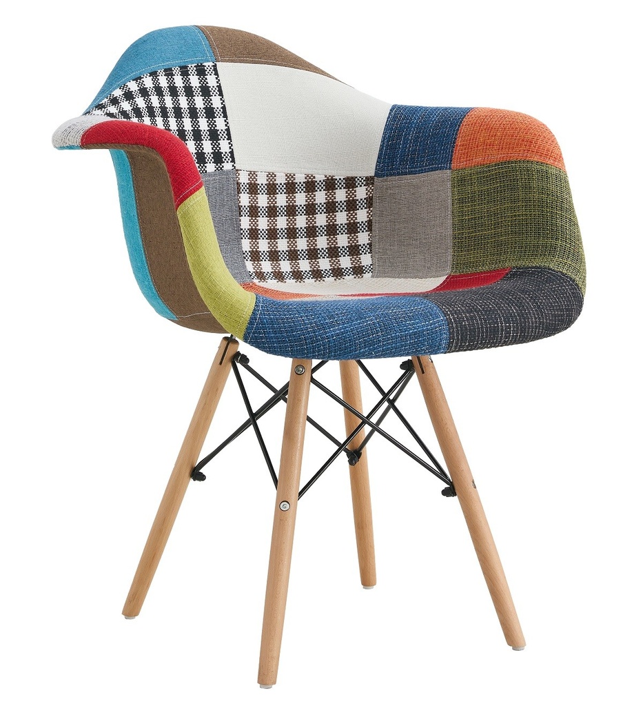 Sillón STAR PAT22, madera, tejido patchwork color 22