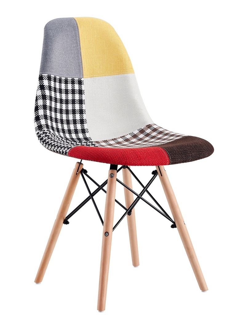 Silla STAR PAT24, madera, tejido patchwork color 24