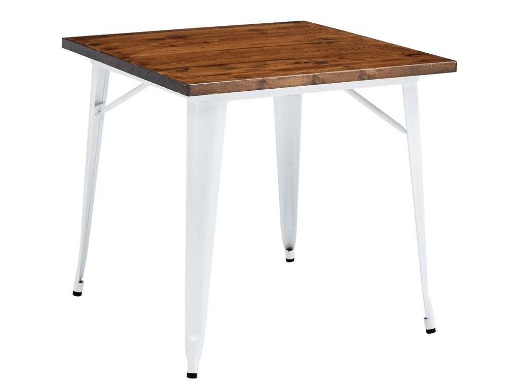 Mesa TOL EK WOOD, acero, madera, blanca, 80x80 cms