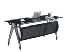 Mesa de oficina BASILEA, vidrio templado negro, 180 x 85 cms