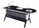 Mesa de oficina COLOGNE, forma a izquierda, vidrio templado negro, 180 x 85 cms
