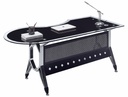 Mesa de oficina COLOGNE, forma a derecha, vidrio templado negro, 180 x 85 cms