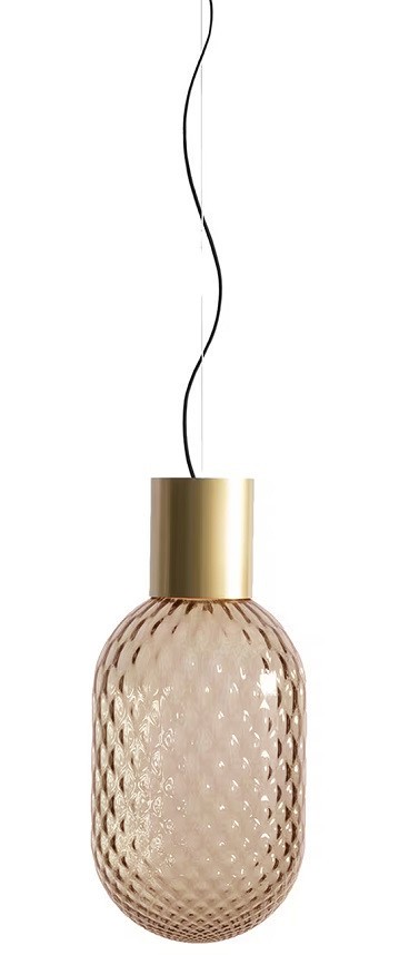 Lámpara GERA COH43, colgante, aluminio, dorada, cristal