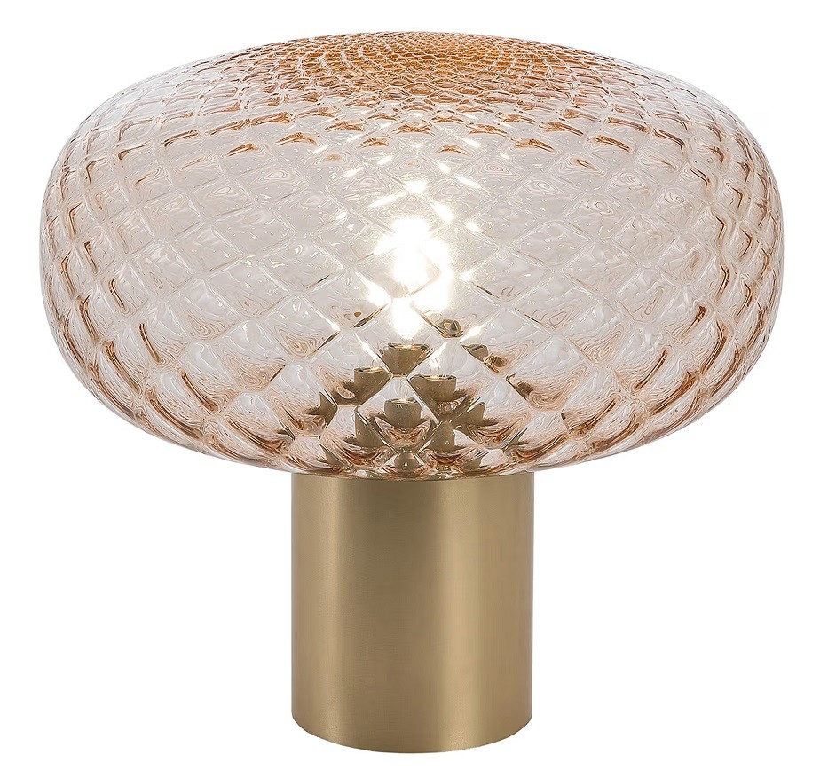 Lámpara GERA SOH28, sobremesa, aluminio, dorada, cristal