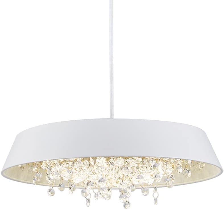 Lámpara JENA BL, colgante, metal, blanca, cristal, led