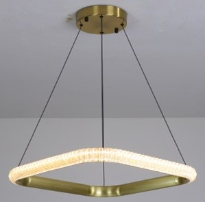 Lámpara BERKA CU60, colgante, aluminio, dorada, acrílico, led