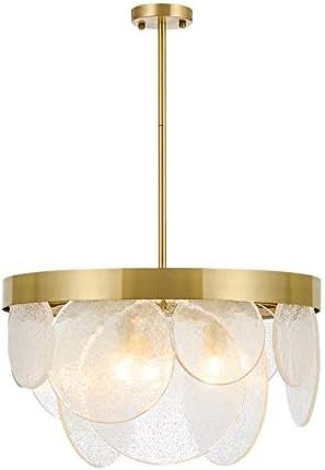 Lámpara NOHRA, colgante, metal dorada, cristal