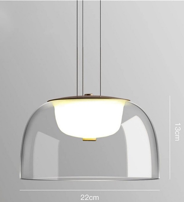 Lámpara WITTEN H130, colgante, metal, cristal, led
