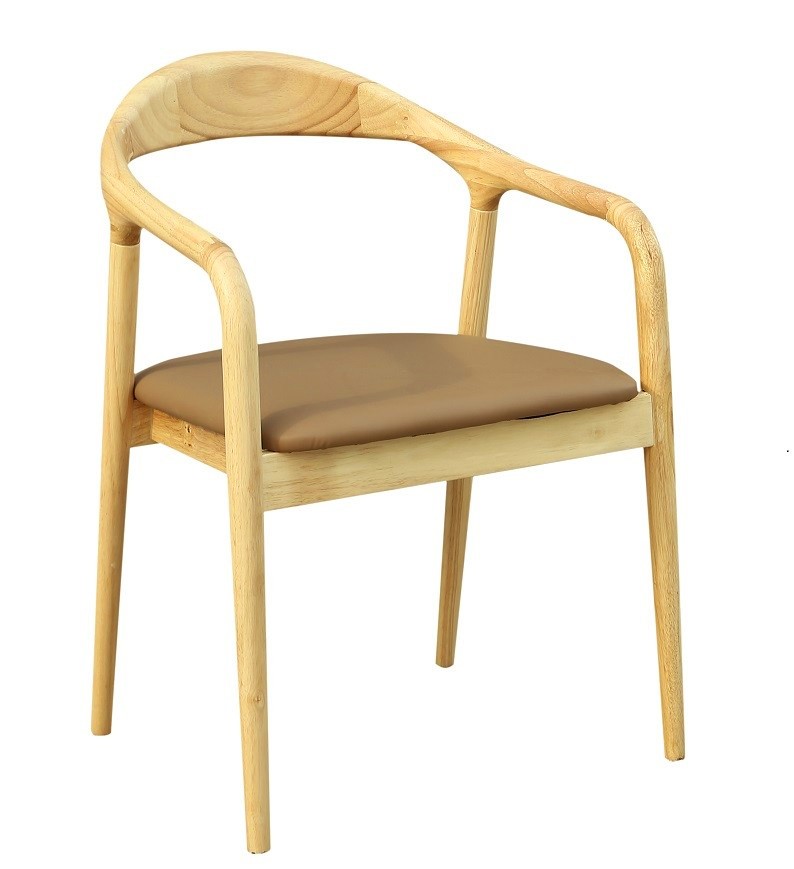 Sillón BALCANES, madera de haya, natural, similpiel marrón