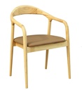 Sillón BALCANES, madera de haya, natural, similpiel marrón