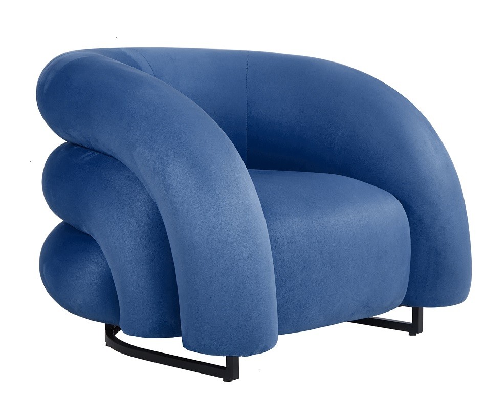 [590.SKARLOVAZ] Sillón KARLOVY, tapizado velvet azul